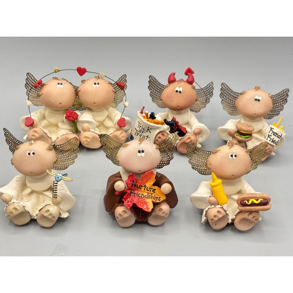Vintage Kirk Angel Cheeks‎ Figurine Lot of 6 Halloween Fast Food Friendships